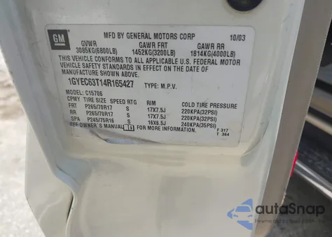 2004 Cadillac Escalade Standard from USA, damaged, VIN 1GYEC63T14R165427